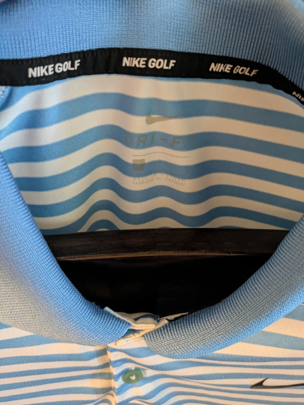 Nike Men’s Sky Blue & White Striped Polo Shirt Size Large